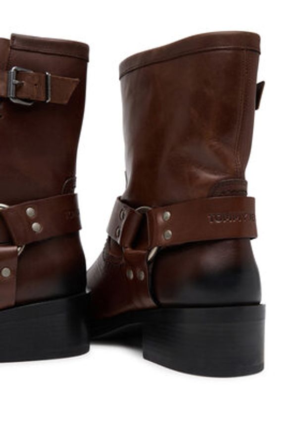 Tommy Jeans Botki Tjw Biker EN0EN02811 Brązowy. Kolor: brązowy. Materiał: skóra