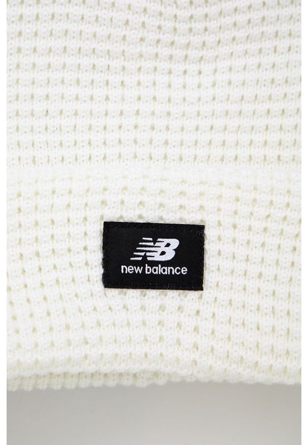 New Balance Czapka kolor biały. Kolor: biały. Materiał: dzianina