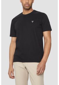 Guess - GUESS Granatowy bawełniany t-shirt męski Patch, Rozmiar XL. Okazja: na co dzień. Kolor: niebieski. Materiał: bawełna. Styl: casual, klasyczny #1