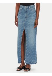 BOSS Spódnica jeansowa 50542445 Niebieski Regular Fit. Kolor: niebieski. Materiał: bawełna