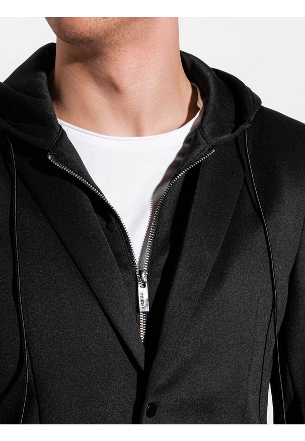 Czarna marynarka Ombre Clothing casualowa, z kapturem, na co dzień
