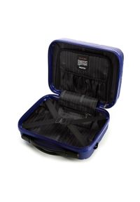 Wittchen - Kosmetyczka podróżna z ABS-u w ukośną kratkę granatowa. Kolor: niebieski. Wzór: kratka #2