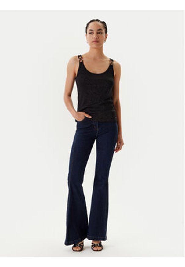 Morgan Top 251-DIDONI Czarny Slim Fit. Kolor: czarny. Materiał: wiskoza