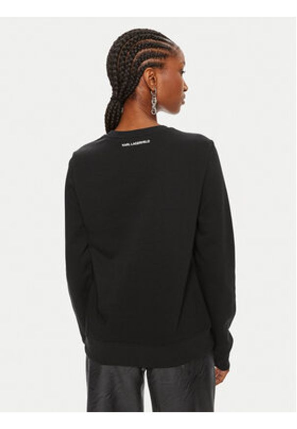 Karl Lagerfeld - KARL LAGERFELD Bluza Ikonik 2.0 245W1810 Czarny Regular Fit. Typ kołnierza: dekolt w karo. Kolor: czarny. Materiał: bawełna