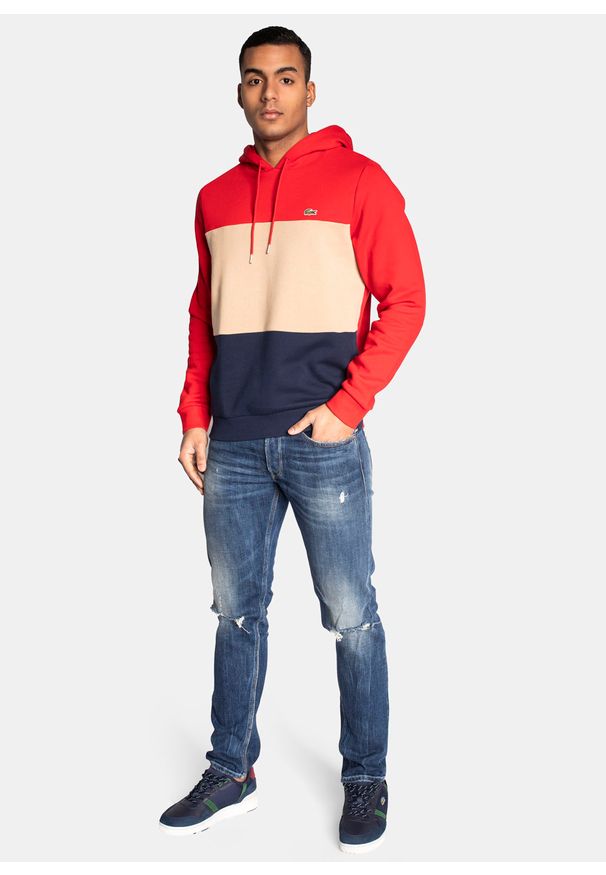 Bluza męska czerwona Lacoste Sport Hoodie SH6900.1FU. Kolor: czerwony. Materiał: materiał. Styl: sportowy