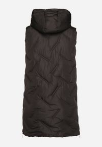 Born2be - Czarna Pikowana Kamizelka z Kapturem i Kieszeniami Esarivie. Okazja: na spacer. Typ kołnierza: kaptur. Kolekcja: plus size. Kolor: czarny. Materiał: jeans #6