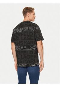 Karl Lagerfeld - KARL LAGERFELD T-Shirt A1M17114 Czarny Regular Fit. Typ kołnierza: dekolt w karo. Kolor: czarny. Materiał: bawełna #6