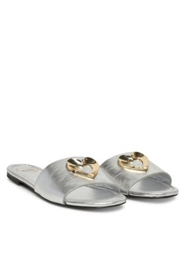 Love Moschino - LOVE MOSCHINO Klapki JA28161G0MIF090B Srebrny. Kolor: srebrny. Materiał: skóra