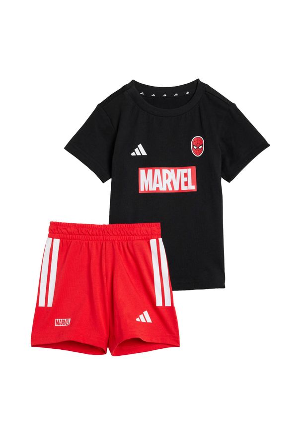 Adidas - Zestaw Marvel Spider-Man Tee Kids. Kolor: biały, wielokolorowy, czarny. Wzór: motyw z bajki. Styl: sportowy, młodzieżowy