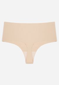 Renee - Beżowe Majtki Stringi High Waist o Bezszwowym Wykończeniu Oreasa. Stan: podwyższony. Kolor: beżowy. Wzór: gładki #3