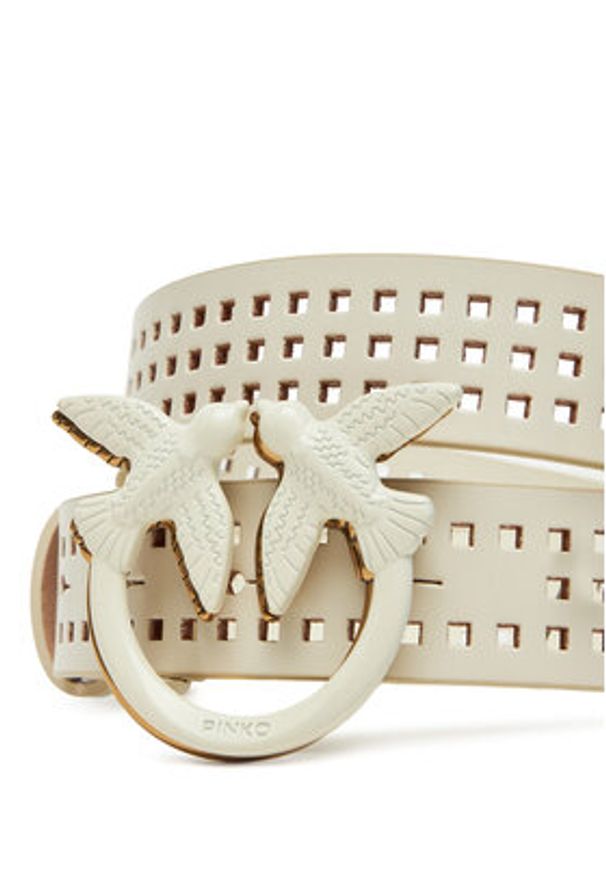 Pinko - PINKO Pasek Damski Love Berry H3 Belt 20251 PLT01 100125 A11W Biały. Kolor: biały. Materiał: skóra