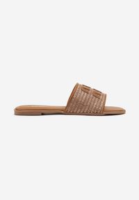 Renee - Brązowe Klapki z Ozdobną Plecionką i Aplikacją przy Cholewce Zarivelle. Kolor: brązowy. Wzór: aplikacja. Styl: boho, elegancki #4