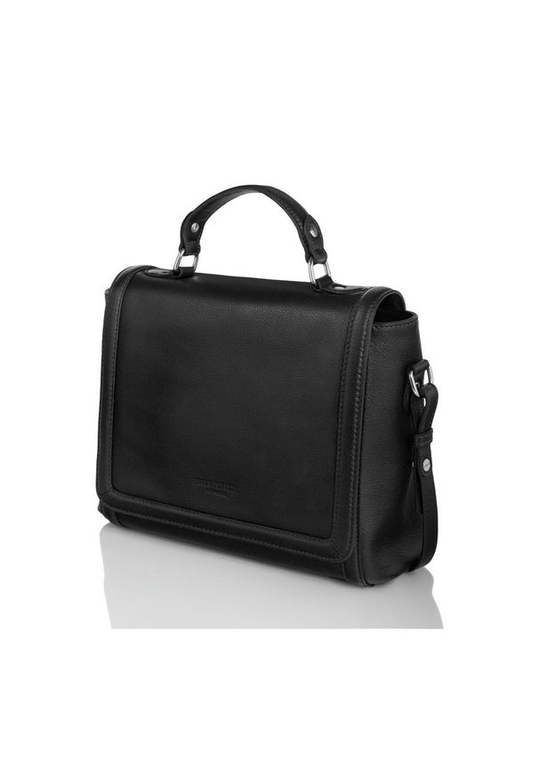 Listonoszka czarna PAOLO PERUZZI IN-21-BL. Kolor: czarny. Materiał: skórzane. Styl: casual, klasyczny, elegancki, młodzieżowy