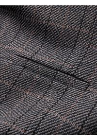 Ombre Clothing - Żakardowa marynarka męska w delikatną kratę - grafitowa V1. Kolor: szary. Materiał: żakard #9