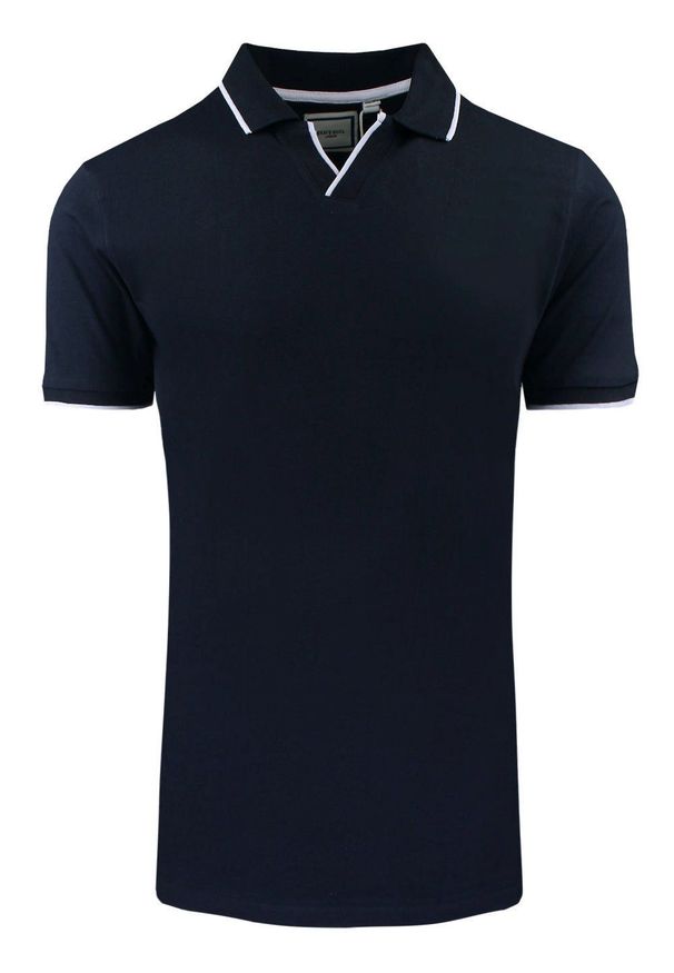 Oryginalna Koszulka Polo - Brave Soul - Granatowa. Okazja: na co dzień. Typ kołnierza: polo. Kolor: niebieski. Materiał: bawełna. Styl: casual