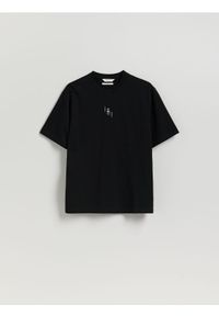 Reserved - T-shirt relaxed z nadrukiem na plecach - czarny. Kolor: czarny. Materiał: bawełna, dzianina. Wzór: nadruk