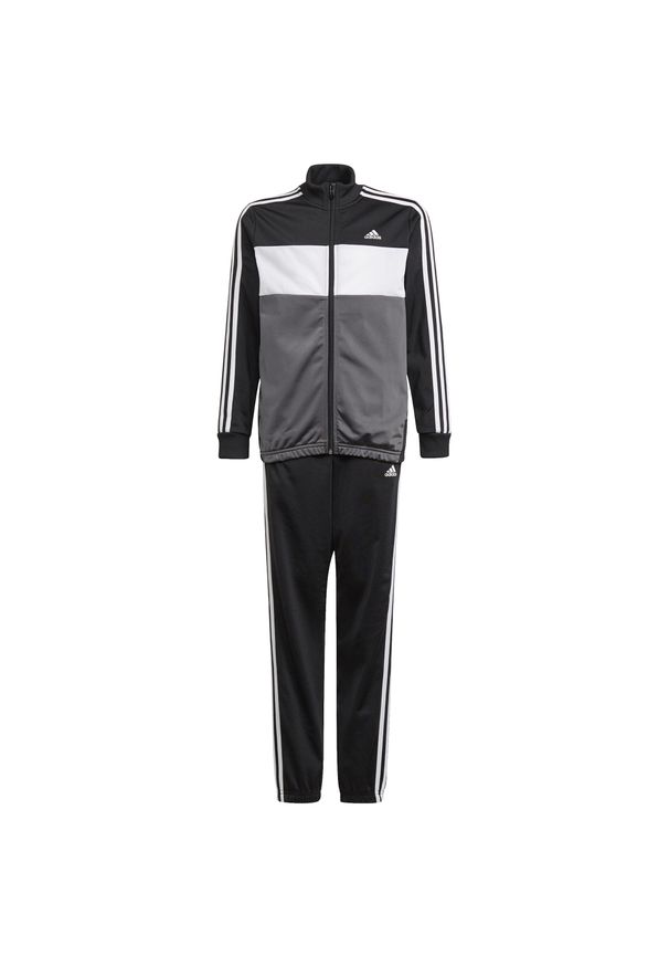 Adidas - Dres dla dzieci adidas Essentials Tiberio Tracksuit szaro-czarny GN3970. Kolor: czarny. Materiał: dresówka