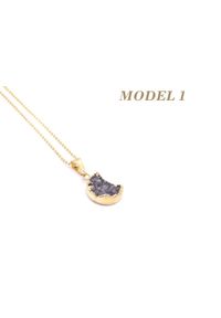 Brazi Druse Jewelry - Naszyjnik Agat Księżyc złocony. Materiał: z mosiądzu, pozłacane, złote, srebrne. Kamień szlachetny: agat #1