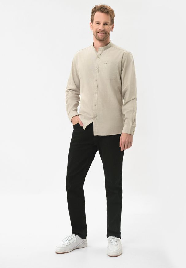Volcano - Koszula ze stójką, Slim Fit, K-LANGE. Typ kołnierza: kołnierzyk stójkowy. Materiał: bawełna, włókno, materiał. Wzór: gładki. Styl: klasyczny