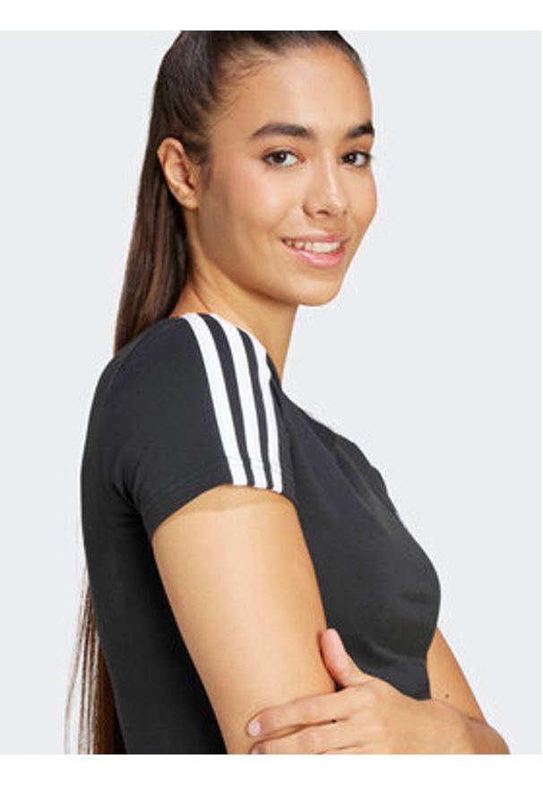 Adidas - adidas T-Shirt Essentials 3-Stripes IR6111 Czarny Slim Fit. Kolor: czarny. Materiał: bawełna