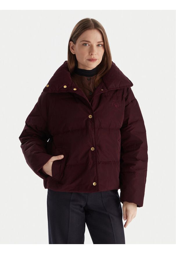 TOMMY HILFIGER - Tommy Hilfiger Kurtka puchowa WW0WW47294 Bordowy Relaxed Fit. Kolor: czerwony. Materiał: syntetyk