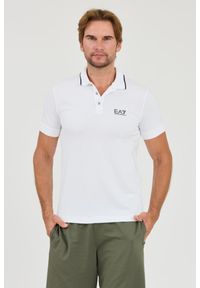 EA7 Emporio Armani - EA7 Biała koszulka polo. Typ kołnierza: polo. Kolor: biały