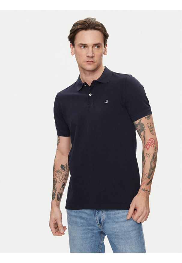 United Colors of Benetton - United Colors Of Benetton Polo 3089J3179 Granatowy Regular Fit. Typ kołnierza: polo. Kolor: niebieski. Materiał: bawełna