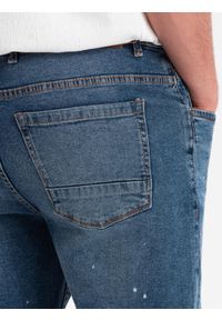 Ombre Clothing - Krótkie męskie spodenki jeansowe z przetarciami i podwiniętą nogawką – niebieskie V2 OM-SRDS-0186 - XXL. Okazja: na co dzień. Kolor: niebieski. Materiał: jeans. Długość: krótkie. Wzór: aplikacja. Sezon: lato. Styl: casual #5
