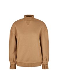 Urban Classics - Damska bluza z wysokim dekoltem klasyka miejskiego wędrowania. Kolor: brązowy #1