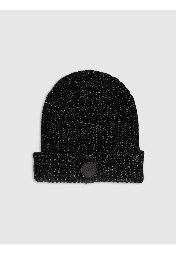 4f - 4F Czapka beanie chłopięca - czarna Uniwersalny. Kolor: czarny. Materiał: syntetyk. Sezon: zima. Styl: klasyczny, casual