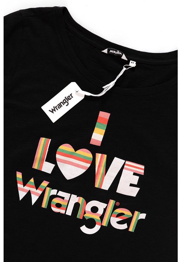 Wrangler - WRANGLER T SHIRT DAMSKI I LOVE TEE BLACK W700LEA01 112130872. Okazja: na co dzień. Wzór: nadruk. Styl: casual
