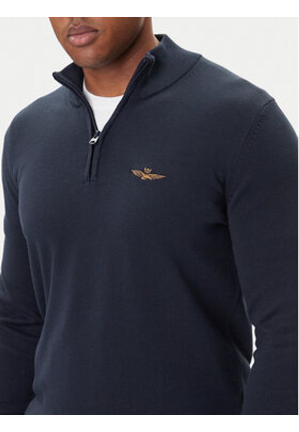 Aeronautica Militare Sweter 252MA1578UL00506 Granatowy Regular Fit. Kolor: niebieski. Materiał: bawełna