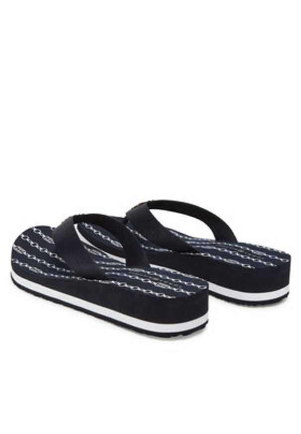 TOMMY HILFIGER - Tommy Hilfiger Japonki Im Th Chainprint Midwedge Sandal FW0FW08527 Granatowy. Kolor: niebieski. Materiał: materiał
