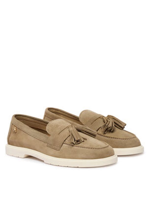 TOMMY HILFIGER - Tommy Hilfiger Loafersy Light Suede Tassel Loafer FW0FW09285 Brązowy. Kolor: brązowy. Materiał: zamsz, skóra