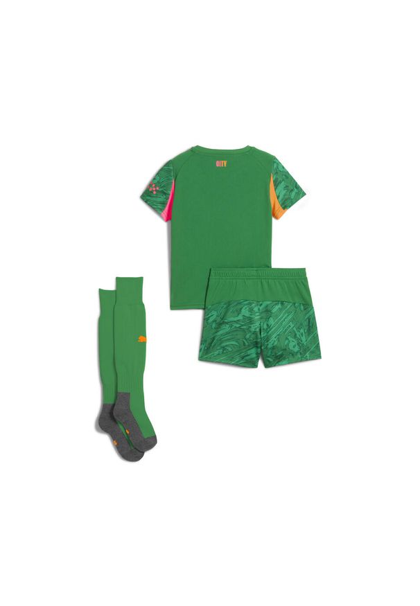 Puma - Dziecięcy strój bramkarski Manchester City 25/26 PUMA. Kolor: zielony, pomarańczowy, wielokolorowy, żółty. Materiał: dresówka. Styl: młodzieżowy, sportowy