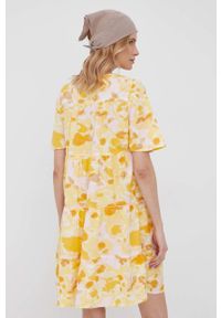 Vero Moda sukienka bawełniana kolor żółty mini rozkloszowana. Kolor: żółty. Materiał: bawełna. Długość rękawa: krótki rękaw. Długość: mini #4