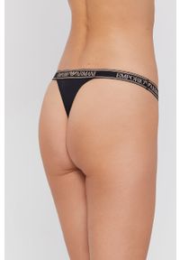 Emporio Armani Underwear Stringi kolor czarny. Kolor: czarny. Materiał: materiał, dzianina. Wzór: gładki #2