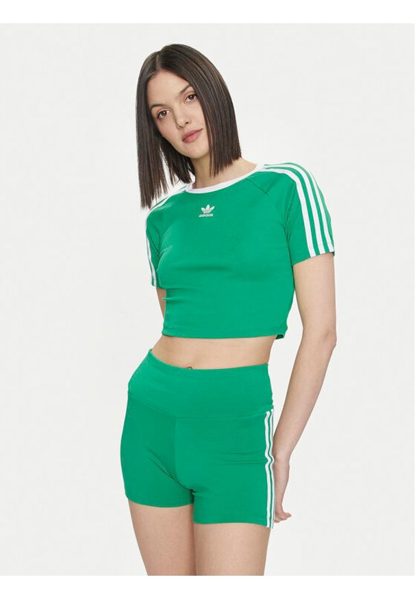 Adidas - adidas T-Shirt 3-Stripes Baby IP0666 Zielony Slim Fit. Kolor: zielony. Materiał: bawełna