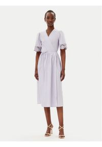 TwinSet - TWINSET Sukienka codzienna 251TT2091 Fioletowy Loose Fit. Okazja: na co dzień. Kolor: fioletowy. Materiał: bawełna. Typ sukienki: proste. Styl: casual