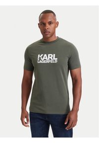 Karl Lagerfeld - KARL LAGERFELD T-Shirt 755780 564235 Zielony Regular Fit. Typ kołnierza: dekolt w karo. Kolor: zielony. Materiał: bawełna #1