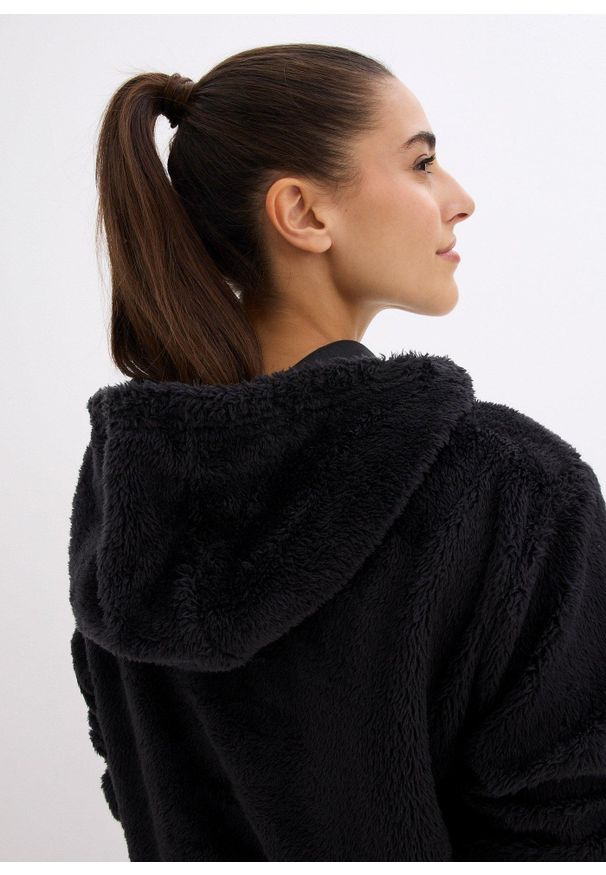 bonprix - Miękka długa bluza z polaru, oversized. Kolor: czarny. Materiał: polar. Długość: długie