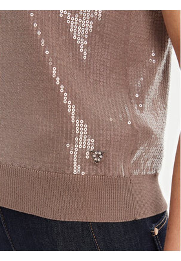 Guess Sweter W5YR21 Z3E70 Brązowy Regular Fit. Kolor: brązowy. Materiał: wiskoza