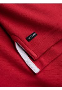 Ombre Clothing - Koszulka męska polo bez kołnierzyka - czerwona V2 - Rozmiar: L. Typ kołnierza: polo, bez kołnierzyka. Kolor: czerwony. Materiał: bawełna. Długość: długie #2