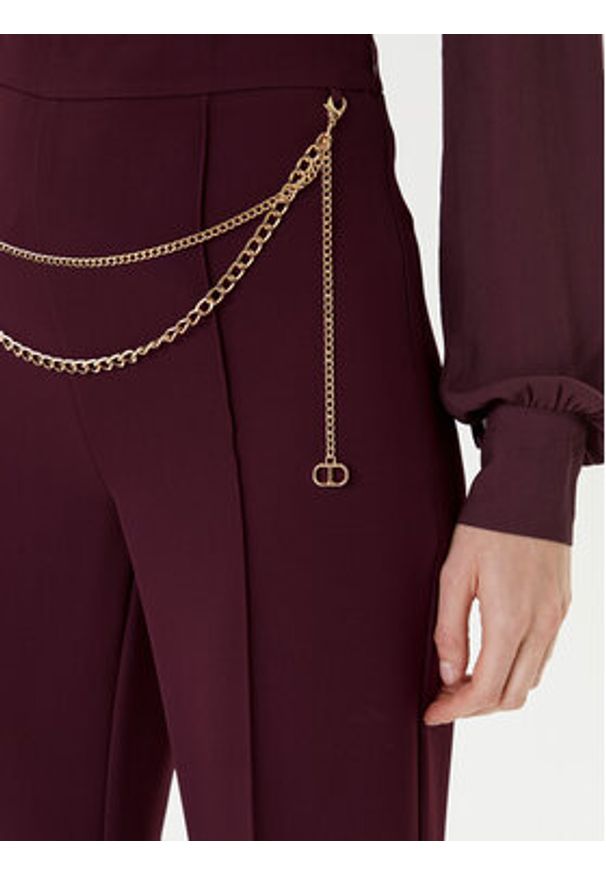 TwinSet - TWINSET Spodnie palazzo 252TP2281 Bordowy Wide Leg. Kolor: czerwony. Materiał: syntetyk