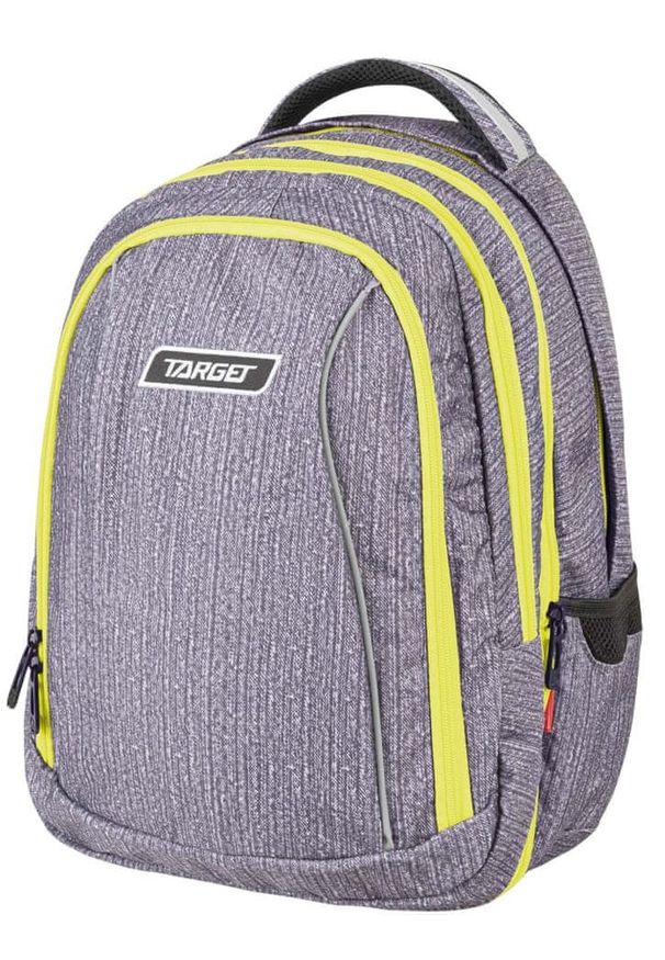 Target plecak szkolny 2w1 szary z żółtymi zamkami. Kolor: wielokolorowy, szary, żółty. Styl: młodzieżowy, wakacyjny, retro