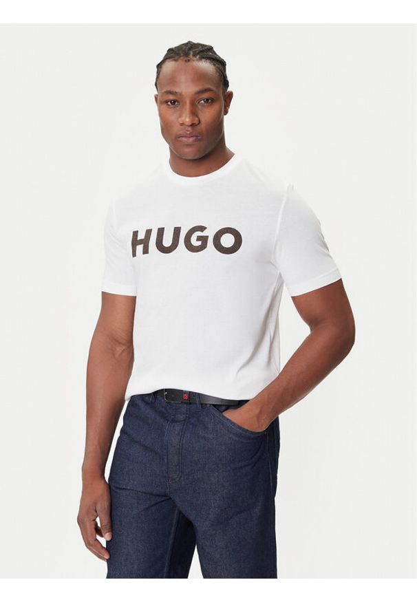 Hugo - HUGO T-Shirt Dulivio 50542737 Biały Regular Fit. Kolor: biały. Materiał: bawełna