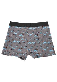 Szare Gładkie Męskie Bokserki Muchy Redo. Kolor: szary. Materiał: tkanina, bawełna, elastan. Długość: długie. Wzór: gładki #2