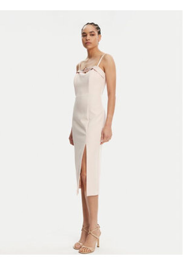 Rinascimento Sukienka koktajlowa CFC0122399003 Różowy Regular Fit. Kolor: różowy. Materiał: syntetyk. Styl: wizytowy