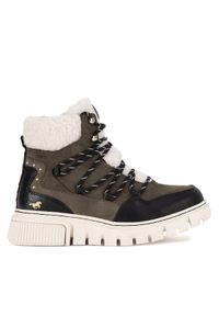 Mustang Botki 1502-602 Khaki. Kolor: brązowy. Materiał: materiał