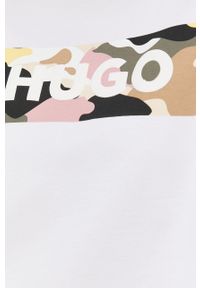 Hugo - HUGO t-shirt bawełniany kolor biały. Kolor: biały. Materiał: bawełna. Długość rękawa: krótki rękaw. Długość: krótkie